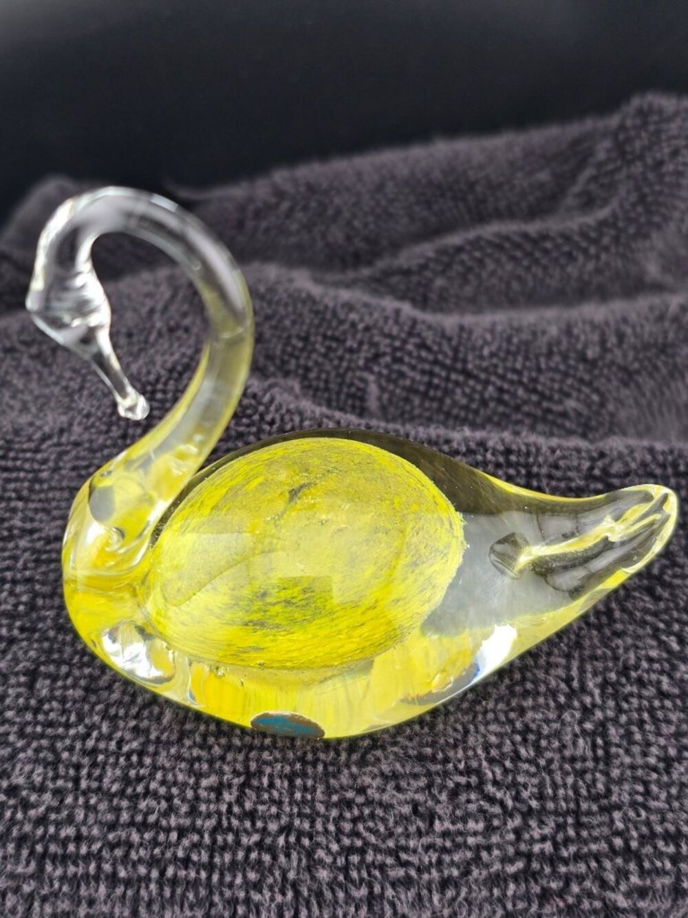 Ekenas Sweden Yellow Art Glass Swan Figurine Handblown Elegant Collectible - Picture 4 of 15